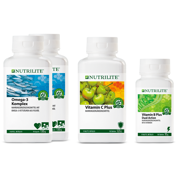 Set &quot;Immer im Einsatz&quot; NUTRILITE™ - 2 x Omega-3 Komplex, 1 x Vitamin C Plus, 1 x Vitamin B Plus